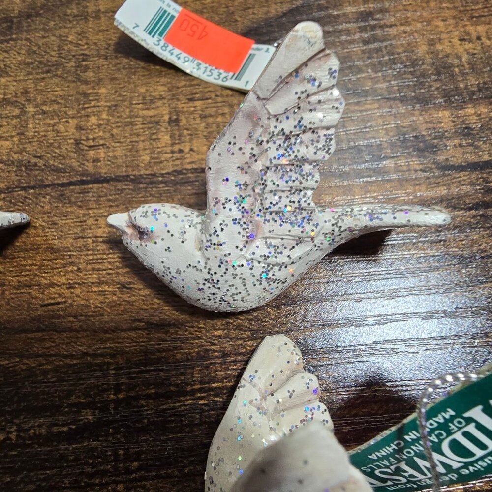 Set of 4 Glittery Dove Hanging Ornaments by Midwest of Canon Falls - Picture 2 of 10